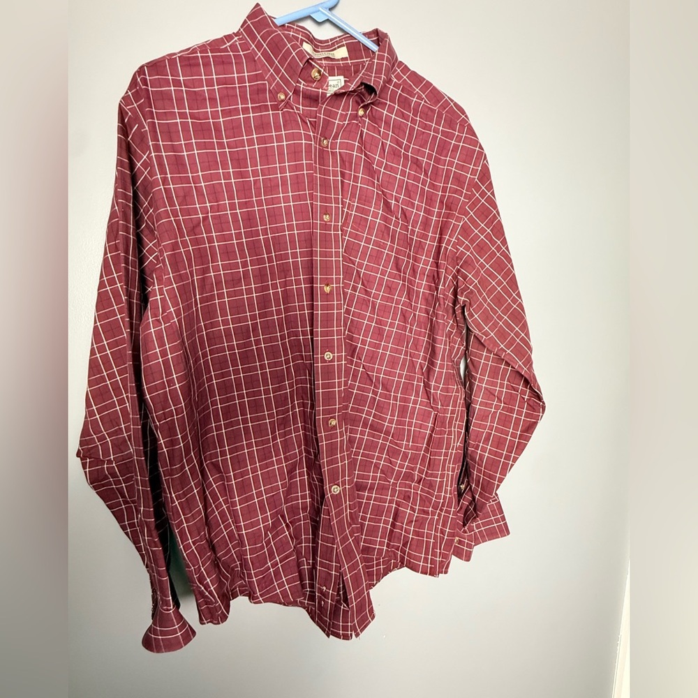 L.L. Bean Wrinkle Free Traditional Fit Mens Long Sleeve 100% Cotton Shirt Sz L